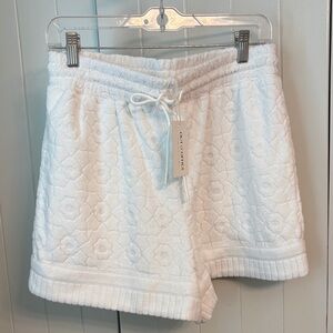 Trina Turk White Textured High Waist Shorts